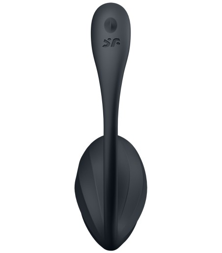 Satisfyer - Ribbed Petal Wearable Egg Vibrator with Remote, Black, app som  låter din partner att styra den över internet
