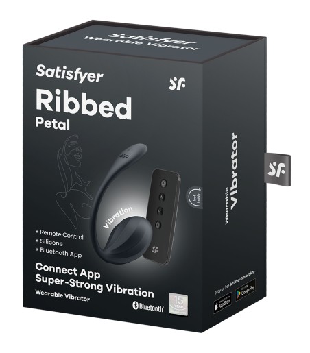 Satisfyer - Ribbed Petal Wearable Egg Vibrator with Remote, Black