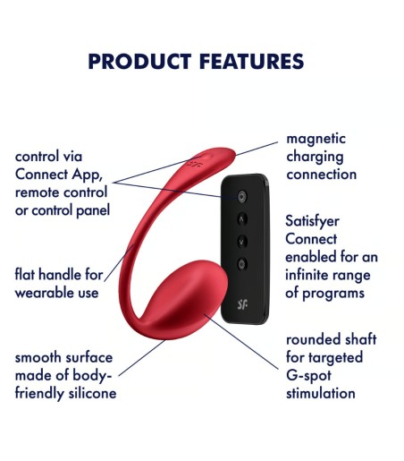 Satisfyer - Shiny Petal Wearable Egg Vibrator with Remote, Red