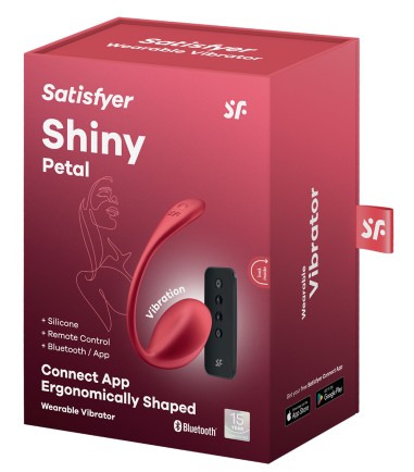 Satisfyer - Shiny Petal Wearable Egg Vibrator with Remote, Red, med app som ger styrning över internet