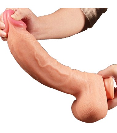 LoveToy - 12" Dual-Layered Silicone Cock, flexibel fast sin XXL-storlek. Vilken dong!