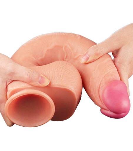 LoveToy - 12" Dual-Layered Silicone Cock, XXL-penis som är mycket flexibel