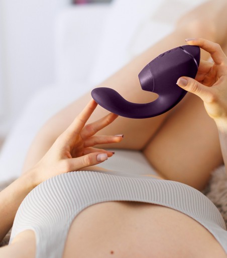 Womanizer - Next Duo, Dark Purple, två olika typer av stimulering