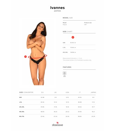 Obsessive - Ivannes Panties, storlekstabell