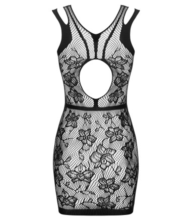 Obsessive - D239 Dress, Black, stora blommor.