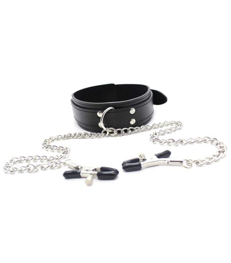 Collar with Chain Nipple Clamps, härligt halsband med kedjor och bröstklämmor