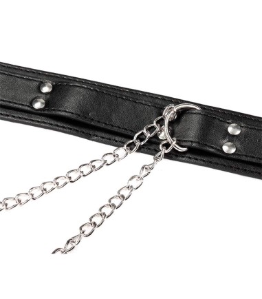 Collar with Chain Nipple Clamps, halsband med kedjor, bröstklämmor och plats för att använda ett koppel