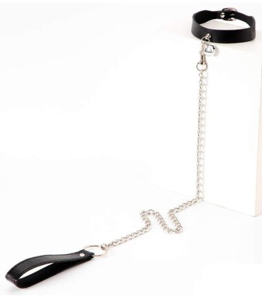 Collar with Leash and Bell, med lång kedje och koppel på 87 cm