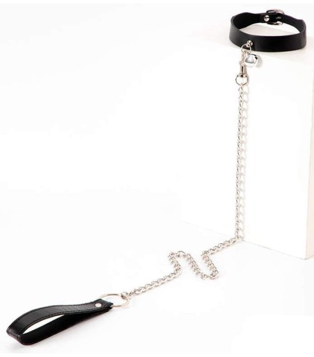 Collar with Leash and Bell, med lång kedje och koppel på 87 cm