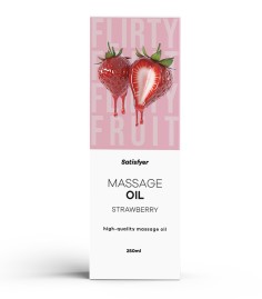 Satisfyer - Massage Oil Strawberry, 250ml, massageolja som doftar av jordgubbar