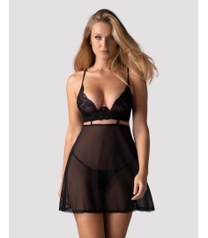 Obsessive - Nutris Babydoll & Thong, vacker och böljande babydoll i fint nätmaterial