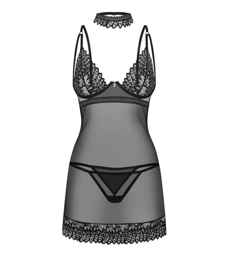 Obsessive - Donarella Chemise & Thong, Choker, nät, bygel och fin spets.