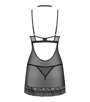 Obsessive - Donarella Chemise & Thong, Choker, nattlinne med string och halsband.