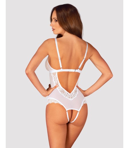 Obsessive - Heavenlly Crotchless Teddy, en del remmar, nät och småblommig spets