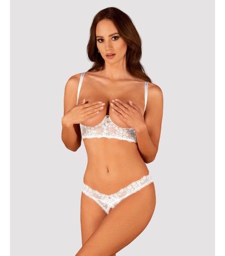 Obsessive - Heavenlly Cupless Bra & Crotchless Thong, sexigt öppet set, både i kuporna och grenen