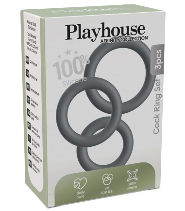 Playhouse - 3 Cock Ring Set, mjukare silikon!