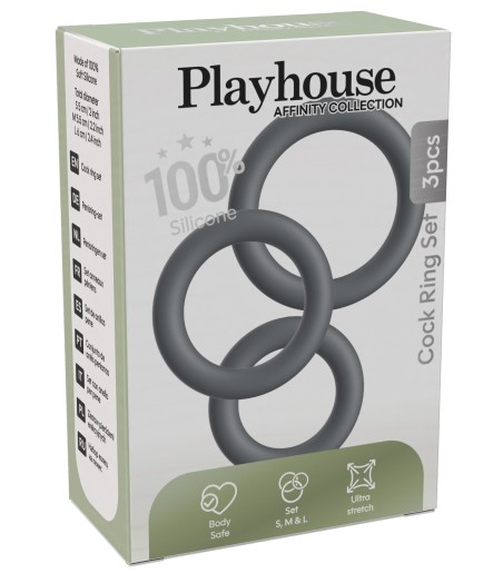 Playhouse - 3 Cock Ring Set, mjukare silikon!