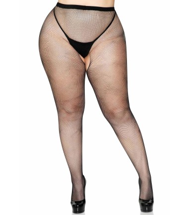Leg Avenue - Plus Crotchless Fishnet Pantyhose, strumpbyxor i fiskenät och öpppen gren.