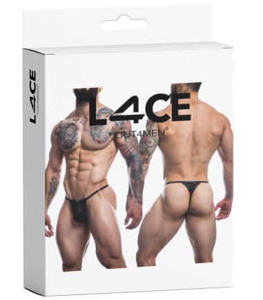 CUT4MEN - G-String with Lace, stringkalsonger för mannen som blottar skinkor