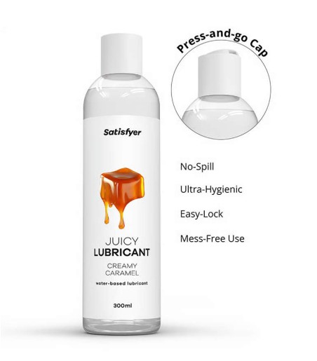 Satisfyer - Juicy Lubricant Creamy Caramel, 300ml, vattenbaserat, doft av kola, enkel kork, enkel flaska och mycket glid