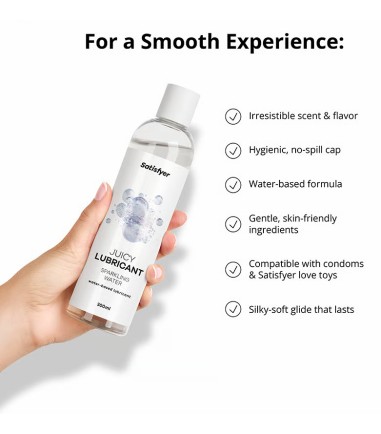 Satisfyer - Juicy Lubricant Sparkling Water, 300ml, vattenlösligt, lätt sprudlande glidmedel osm känns spännande på huden