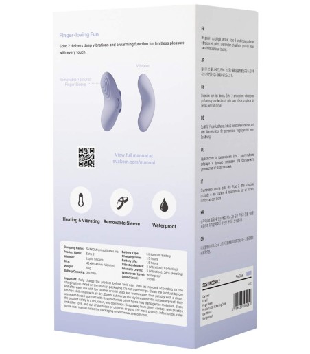 Svakom - Echo 2, Flexible Finger Vibrator, Blue