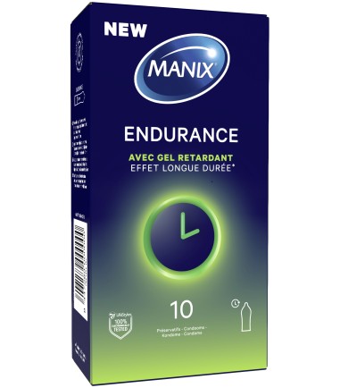 Manix - Endurance, 10-pack, kondomer med lätt bedövningsmedel för att fördröja orgasmen