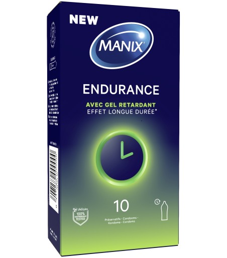 Manix - Endurance, 10-pack, kondomer med lätt bedövningsmedel för att fördröja orgasmen