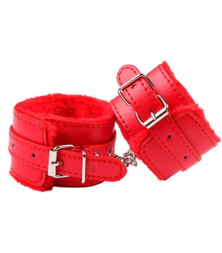Furry Ankle Cuff, Red, fängsel i rött för anklarna