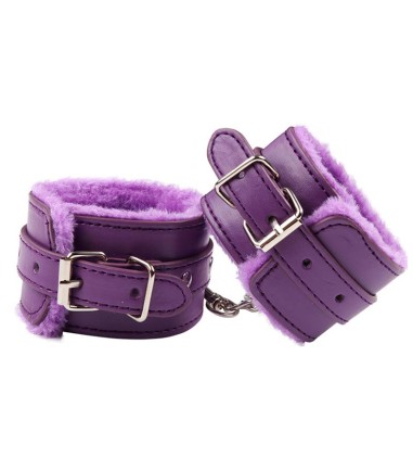 Furry Wrist Cuffs, Purple, lila handfängsel med fuskpäls