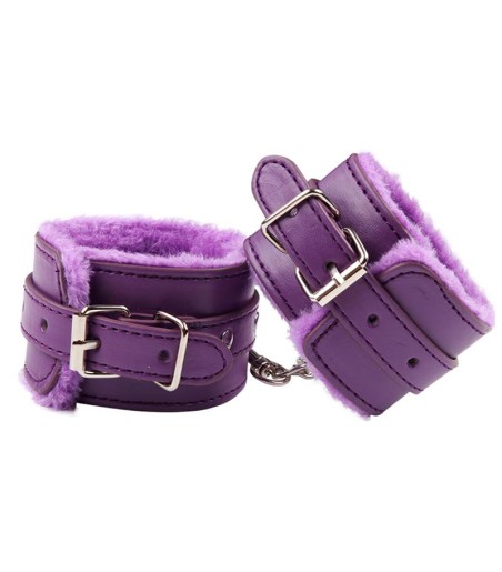 Furry Wrist Cuffs, Purple, lila handfängsel med fuskpäls