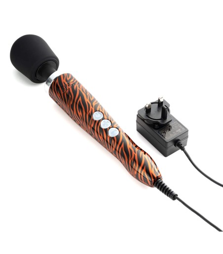 Die Cast Metal Massager, Tiger, blankt handtag i aluminium med ett snyggt tigermönster