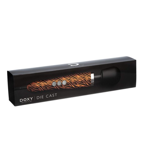 Die Cast Metal Massager, Tiger, lackad, blankt aluminium i handtaget, mönster av tiger
