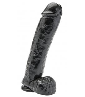 Get Real - 11 Inch Dildo with Balls, Svart