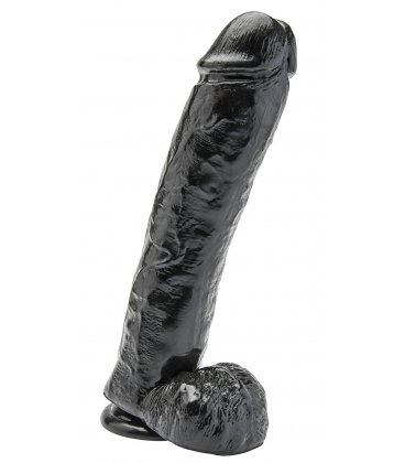 Get Real - 11 Inch Dildo with Balls, Svart