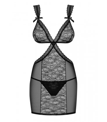 Obsessive - Swanita chemise & thong, Black