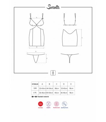 Obsessive - Swanita chemise & thong, Black