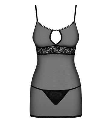 Obsessive - 812 chemise & thong, Black