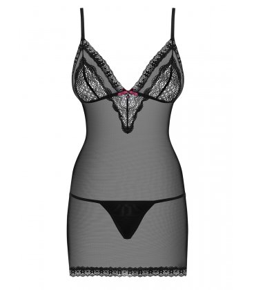 Obsessive - 820 chemise & thong, Black