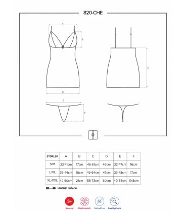 Obsessive - 820 chemise & thong, Black