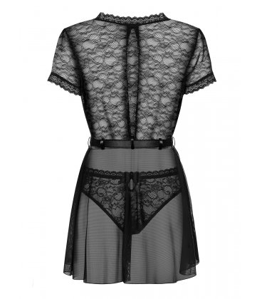 Obsessive - Swanita Robe & Panties, Black